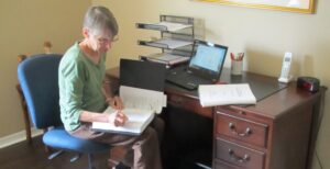 Sue Roberts, continuing her commitment to braille transcription from Florida.